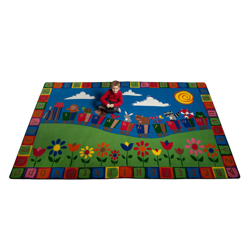 Kid Carpet On the Train Tufted Blue/Green/Pink Area Rug Wayfair